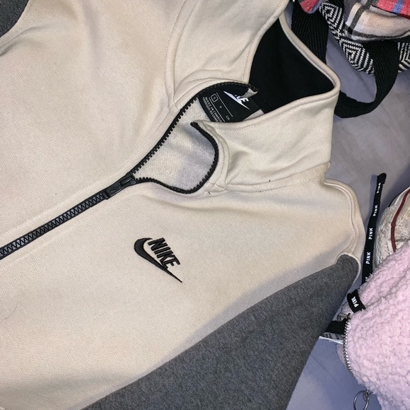 Jackets & Blazers - light yellow with gray sleeved nike jacket